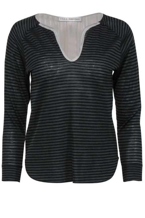 Ulla Johnson - Black & Green Striped Top w/ Cream Layering Sz S