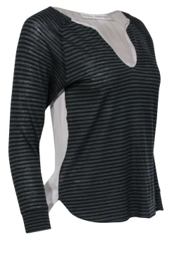 Ulla Johnson - Black & Green Striped Top w/ Cream Layering Sz S
