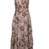 Ulla Johnson - Cream, Peach, & Yellow Floral Print Tiered Midi Dress Sz 6