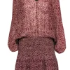 Ulla Johnson - Maroon Drop-Waist Floral Print Silk Dress Sz 8