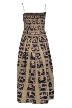 Ulla Johnson - Sage Green & Navy Tie Dye Smocked Bodice Dress Sz 4