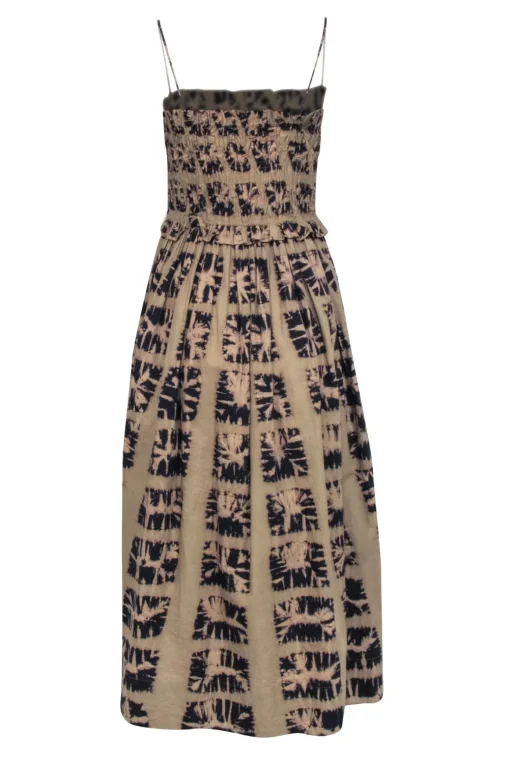 Ulla Johnson - Sage Green & Navy Tie Dye Smocked Bodice Dress Sz 4