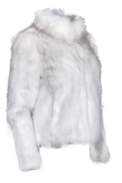 Unreal Fur - White & Grey Blend Faux Fur Coat Sz XS