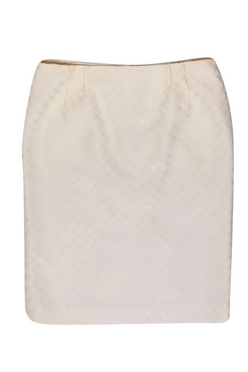 Valentino - Ivory w/ Cream Diamond Pattern Pencil Skirt Sz 12