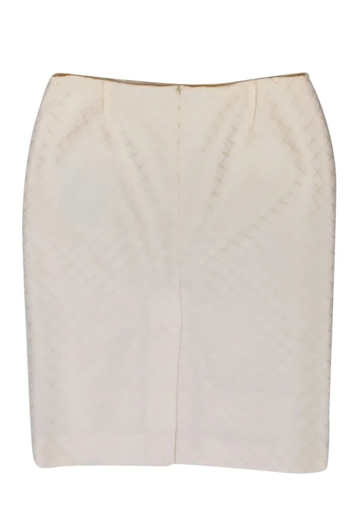 Valentino - Ivory w/ Cream Diamond Pattern Pencil Skirt Sz 12