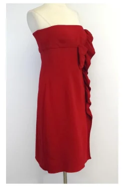 Valentino - Red Strapless Ruffle Dress Sz 10