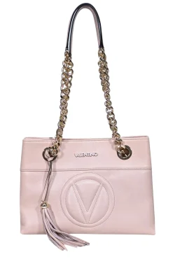 Valentino by Mario Valentino - Blush Pink Leather Chain Strap Shoulder Bag