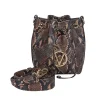Valentino by Mario Valentino - Brown & Black Snake Skin Print Crossbody Bag