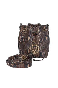 Valentino by Mario Valentino - Brown & Black Snake Skin Print Crossbody Bag