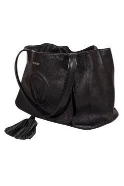 Valentino by Mario Valentino - Black Pebbled Leather Tote Bag