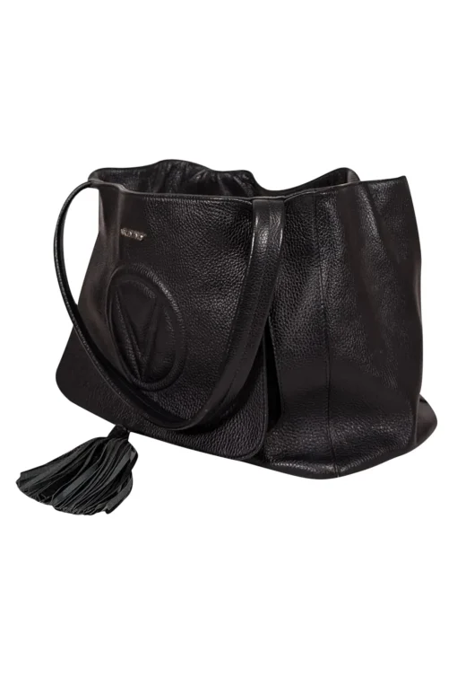 Valentino by Mario Valentino - Black Pebbled Leather Tote Bag
