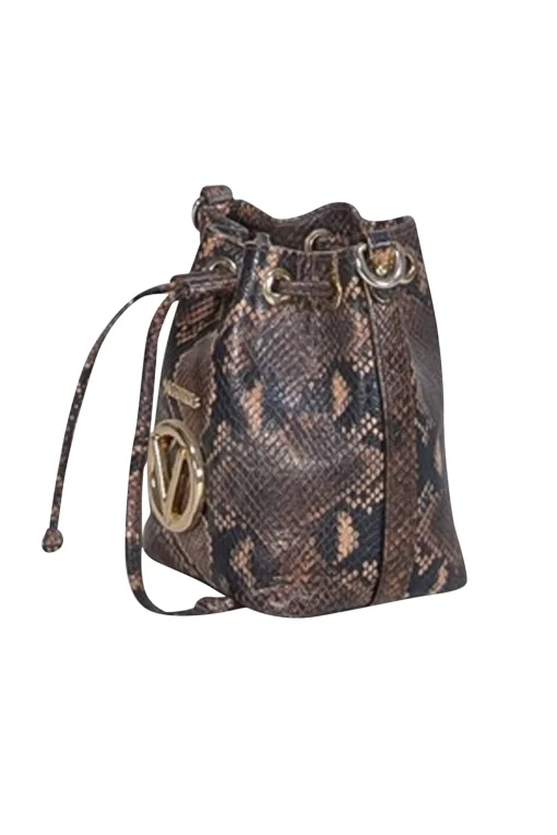 Valentino by Mario Valentino - Brown & Black Snake Skin Print Crossbody Bag