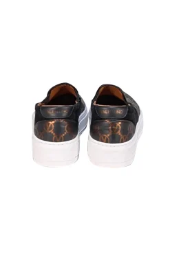 Valentino by Mario Valentino - Black & Bronze Logo Print Slip On Shoes Sz 8.5