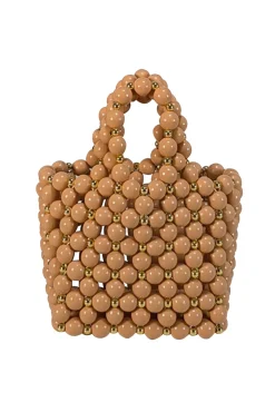 Vanina - Tan & Gold Beaded Mini Handbag