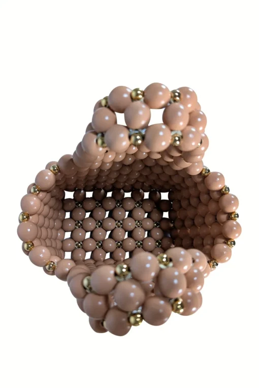 Vanina - Tan & Gold Beaded Mini Handbag