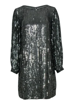 Velvet by Graham & Spencer - Deep Green Sequin Shift Dress Sz L