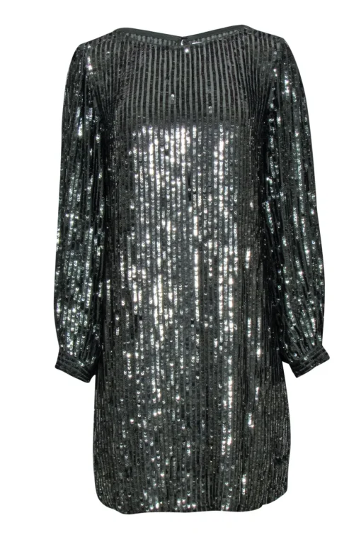 Velvet by Graham & Spencer - Deep Green Sequin Shift Dress Sz L
