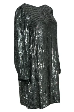 Velvet by Graham & Spencer - Deep Green Sequin Shift Dress Sz L