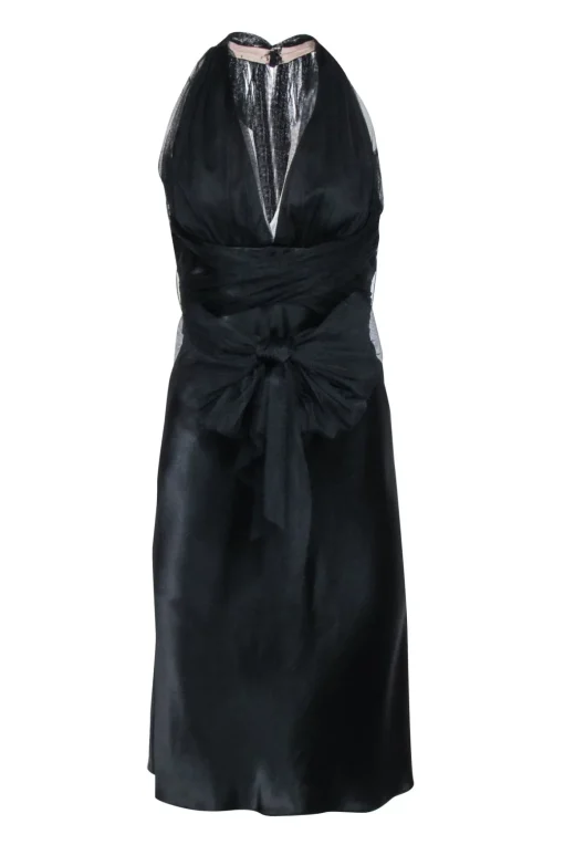 Vera Wang - Black Satin Sleeveless Tulle Upper Sz 4