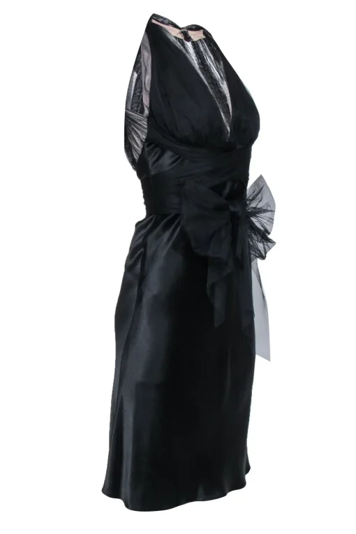 Vera Wang - Black Satin Sleeveless Tulle Upper Sz 4