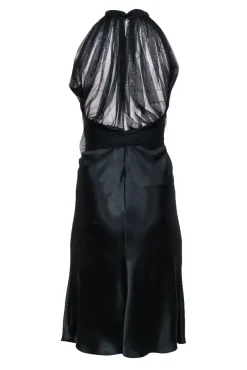 Vera Wang - Black Satin Sleeveless Tulle Upper Sz 4