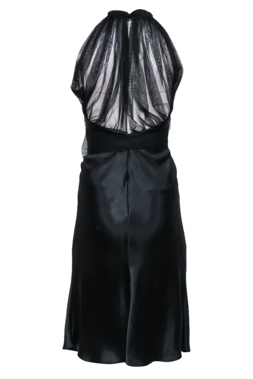 Vera Wang - Black Satin Sleeveless Tulle Upper Sz 4