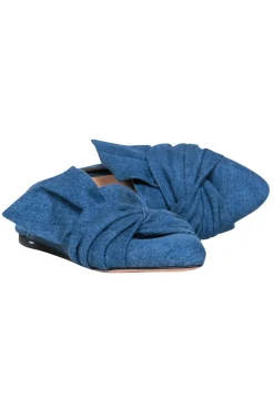 Veronica Beard - Blue Denim Chambray Pointed Toe Slip On Mule Sz 8