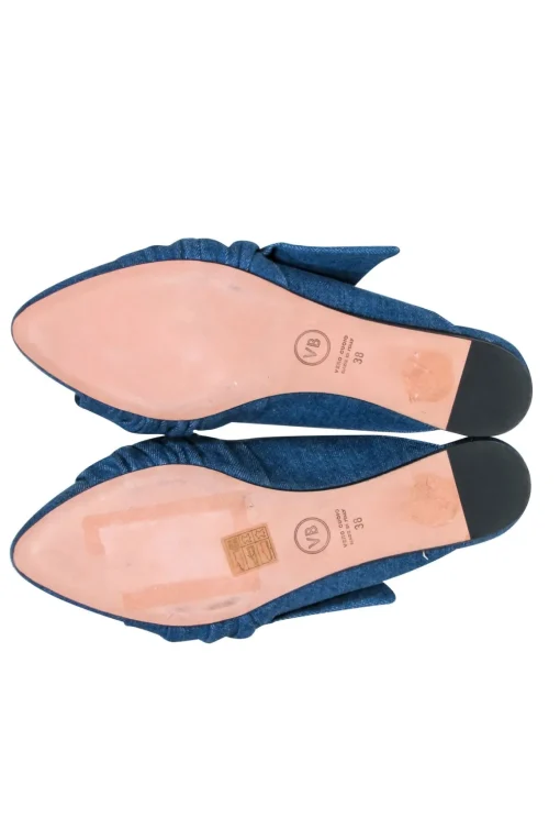 Veronica Beard - Blue Denim Chambray Pointed Toe Slip On Mule Sz 8