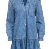 Veronica Beard - Chambray "Parkton" Flounced Shirt Dress Sz 8