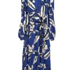 Veronica Beard - Cobalt Blue w/ Ivory & Black Botanical Print Silk Jacquard Dress Sz 2
