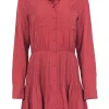Veronica Beard - Dusty Rose "Rory" Polka Dot Pleated Shirt Dress Sz 6