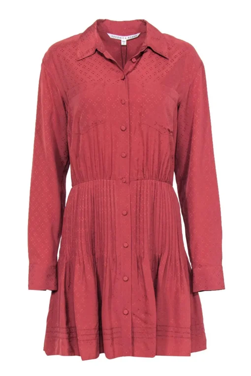 Veronica Beard - Dusty Rose "Rory" Polka Dot Pleated Shirt Dress Sz 6