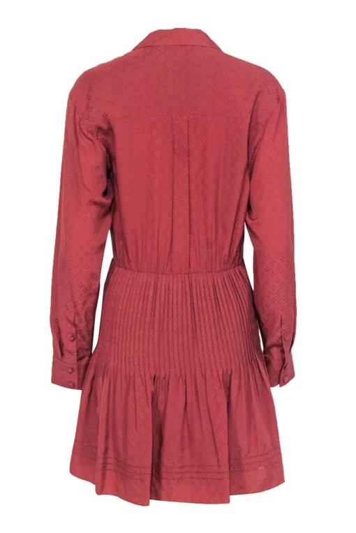 Veronica Beard - Dusty Rose "Rory" Polka Dot Pleated Shirt Dress Sz 6