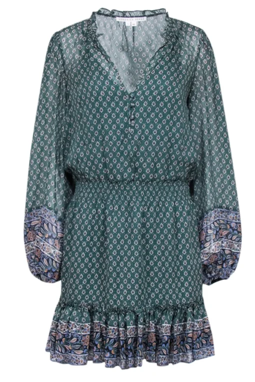 Veronica Beard - Green Long Sleeve Mini-Dress Sz 8