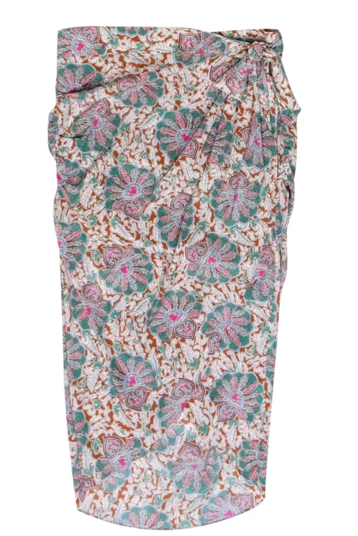 Veronica Beard - Green Multi Paisley Wrap Skirt Sz 10
