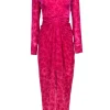 Veronica Beard - Hot Pink Floral Velvet Knotted Waist Gown Sz 8