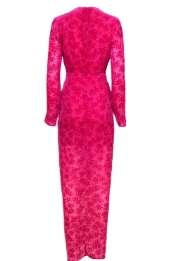 Veronica Beard - Hot Pink Floral Velvet Knotted Waist Gown Sz 8