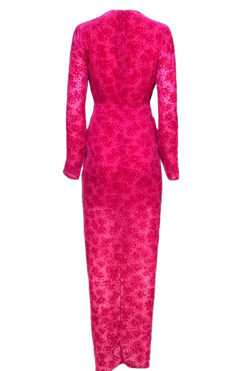 Veronica Beard - Hot Pink Floral Velvet Knotted Waist Gown Sz 8