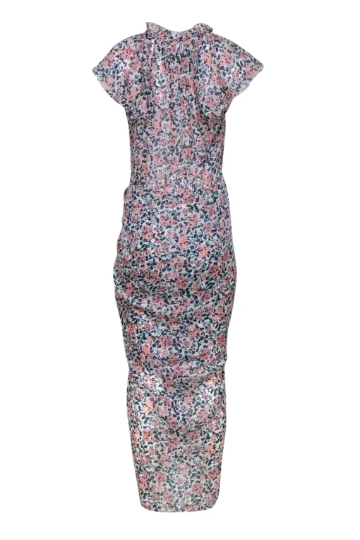 Veronica Beard - Ivory w/ Peach & Teal Floral Print Silk Maxi Dress Sz 10