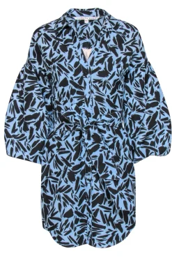 Veronica Beard - Light Blue & Black Brushstroke Print Belted Shirtdress Sz 2