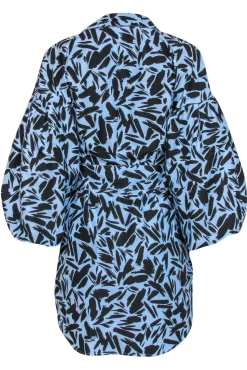 Veronica Beard - Light Blue & Black Brushstroke Print Belted Shirtdress Sz 2