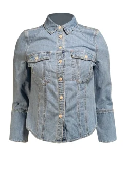 Veronica Beard - Light Wash Denim Flared Sleeve Shirt Sz XS