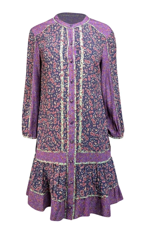 Veronica Beard - Navy, Purple, & Green Floral Print Mini Dress Sz 6