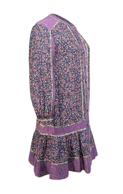 Veronica Beard - Navy, Purple, & Green Floral Print Mini Dress Sz 6