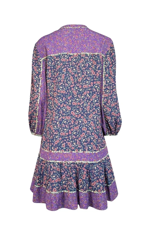 Veronica Beard - Navy, Purple, & Green Floral Print Mini Dress Sz 6