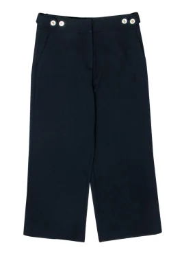 Veronica Beard - Navy Straight Leg Cropped Trousers w/ Buttons Sz 12
