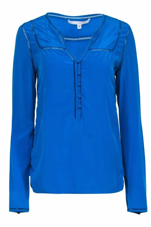 Veronica Beard - Teal Blue Long Sleeve Silk Blouse Sz 2