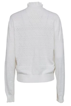 Veronica Beard - White Pointelle Ruffled Quarter Zip Sweater Sz XL