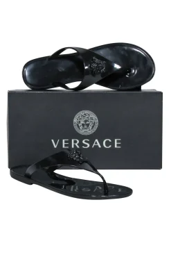 Versace - Black "Gomma" Pool Slides Sz 8