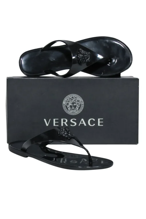 Versace - Black "Gomma" Pool Slides Sz 8